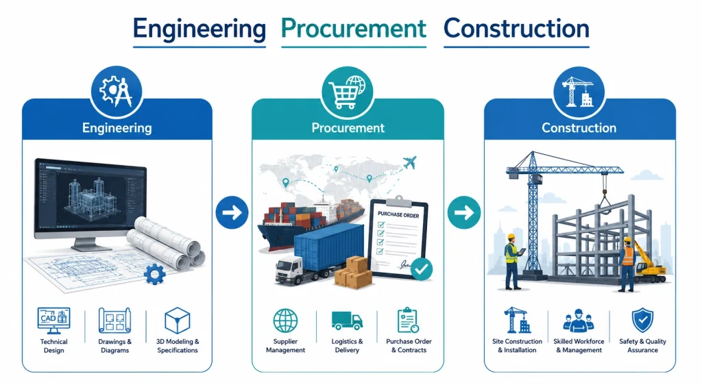 Engineering procurement and construction process in EPC projects